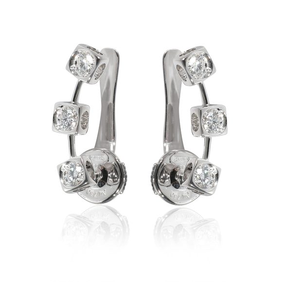 Dinh Van Le Cube Diamant Ear Climber Earring in 18k White Gold 0.6 CTW - Picture 1 of 3